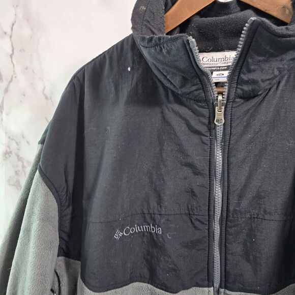 Columbia Jacket Mens XXL Gray Black Fleece Full Zip Nylon Shouder Denali - Picture 2 of 11